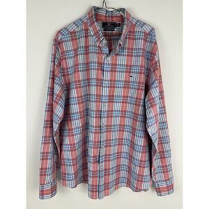 Mens Vineyard Vines Slim Fit Whale 100% Cotton‎ Plaid Button Down Dress Shirt XL